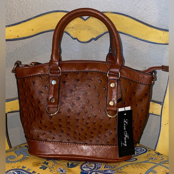 lisa frang Handbags - Luxurious Brown Leather Satchel